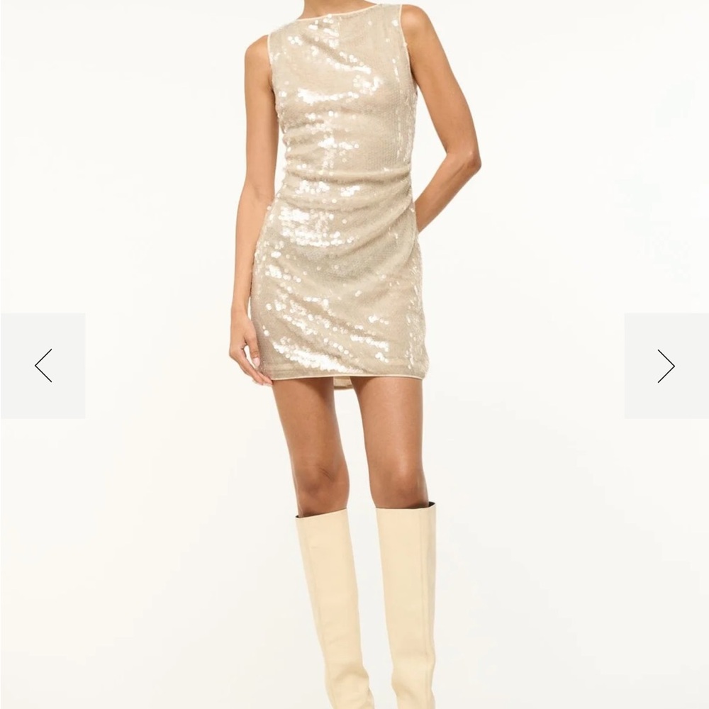 Staud Eaton sequin mini dress champagne